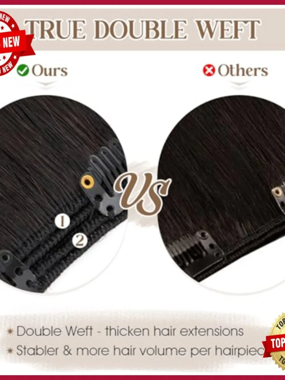 18 Inch Human Hair Extensions, 8 Wefts, Clip-In for Volume & Length